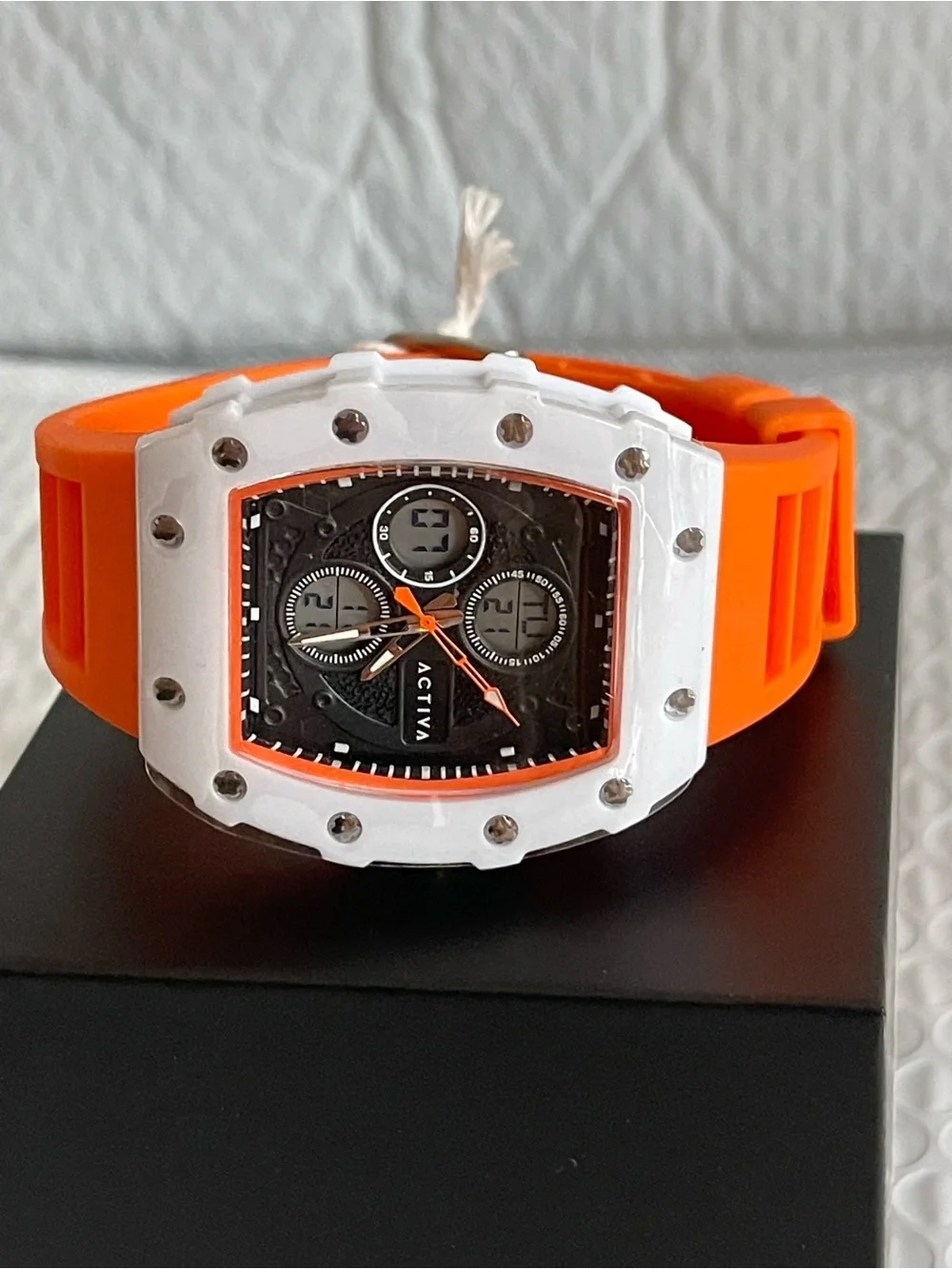 Activa X Invicta Digital Essentials Men's Watch - 42.8mm, Orange & white, new